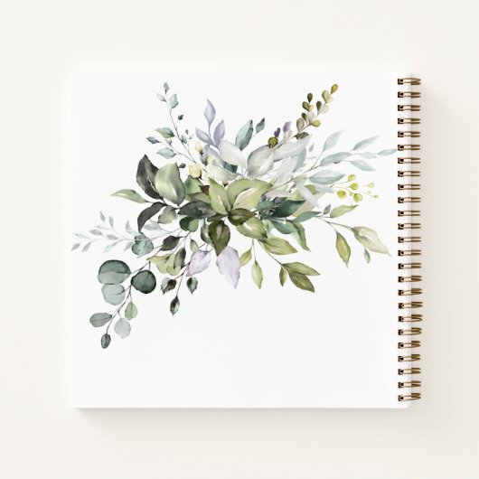 Moderne minimalistische eucalyptus bruiloft planne notitieboek (Achterkant)