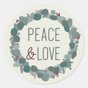 Moderne, minimalistische eucalyptus met vredes- en ronde sticker