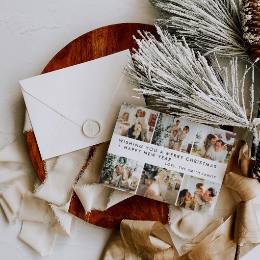 Moderne minimalistische familie foto kerst Kaarten