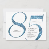 Moderne minimalistische faux blauwe glitter 85e ve kaart (Voorkant)