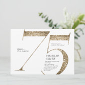 Moderne, minimalistische faux goudglitter 75ste ve kaart (Staand voorkant)