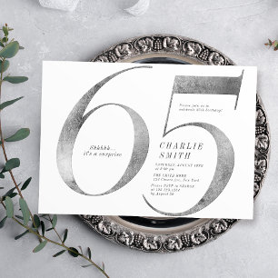 Moderne, minimalistische faux Silver 65ste verjaar Kaart