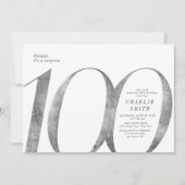Moderne minimalistische faux zilver 100ste verjaar kaart (Voorkant)