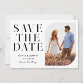 Moderne minimalistische foto 2 bruiloft save the date (Voorkant)
