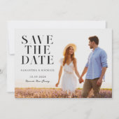 Moderne minimalistische foto 2 bruiloft save the date (Voorkant)