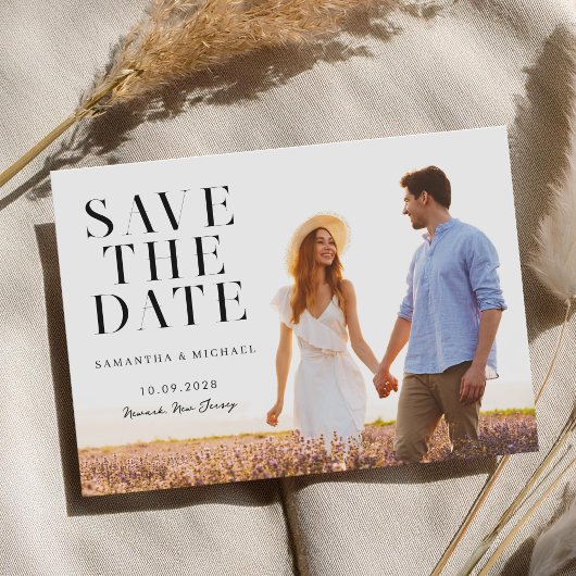 Moderne minimalistische foto 2 bruiloft save the date