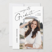 Moderne minimalistische foto afstudeerfeest QR cod Kaart (Voorkant)