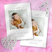 Moderne, minimalistische foto Baby geboorte Aankondiging