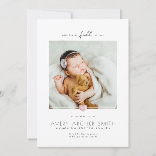 Moderne, minimalistische foto Baby geboorte Aankondiging (Voorkant)