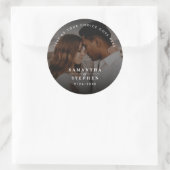 Moderne minimalistische foto bruiloft aangepaste t ronde sticker (Tas)