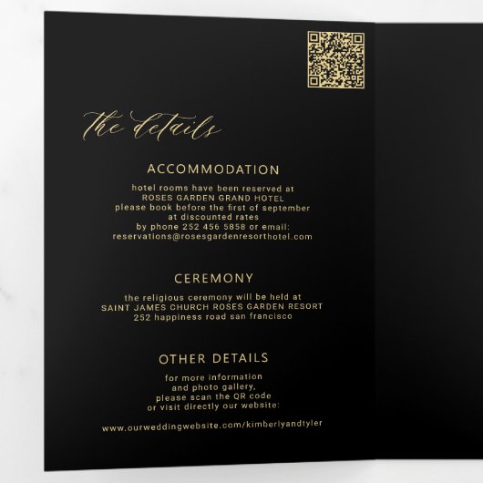 Moderne minimalistische foto bruiloft rsvp details drieluik uitnodiging (Binnenzijde eerst)