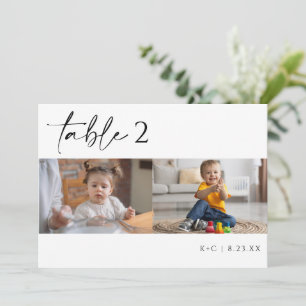 Moderne minimalistische foto bruiloft tafel nummer kaart