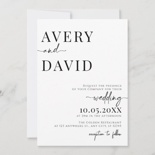 Moderne minimalistische foto bruiloft uitnodiging (Voorkant)