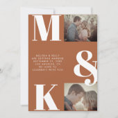 Moderne minimalistische foto bruiloft vet monogram save the date (Voorkant)