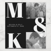 Moderne minimalistische foto bruiloft vet monogram wijn etiket (Enkel label)