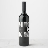 Moderne minimalistische foto bruiloft vet monogram wijn etiket (Voorkant)