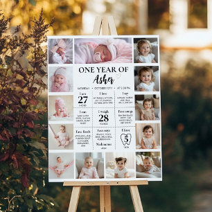 Moderne minimalistische foto eerste jaar mijlpaal poster
