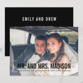 Moderne Minimalistische Foto Huwelijksaankondiging Bedankkaart (Voorkant / Achterkant)