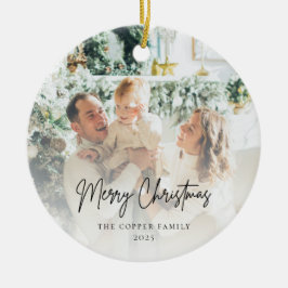 Moderne minimalistische foto Kerstmis Keramisch Ornament