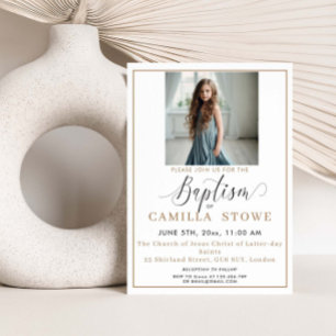 Moderne minimalistische foto LDS Baptisme-uitnodig Kaart