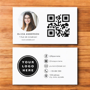 Moderne minimalistische foto met QR Code Social Me Visitekaartje