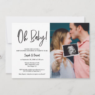 Moderne minimalistische foto paar baby shower kaart