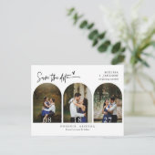 Moderne minimalistische foto-QR-code van Arch Save Briefkaart (Staand voorkant)