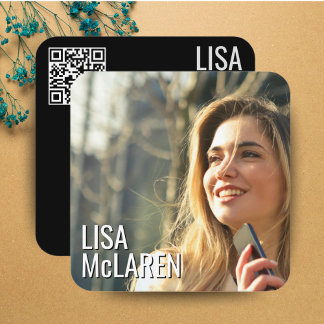 Moderne minimalistische foto QR-code Visitekaartje