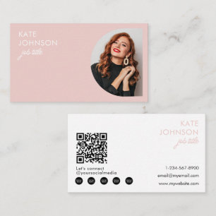 Moderne minimalistische foto Struik roze QR-code Visitekaartje