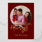 Moderne Minimalistische Foto Vakantie Folie Feestdagenkaart (Voorkant)