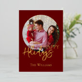 Moderne Minimalistische Foto Vakantie Folie Feestdagenkaart (Staand Voorkant)