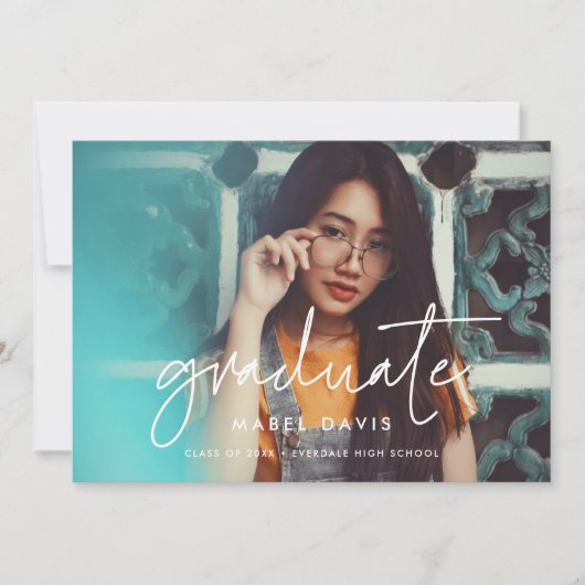 Moderne, minimalistische foto van afstuderen aankondiging (Voorkant)