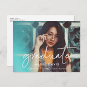 Moderne, minimalistische foto van afstuderen briefkaart (Voorkant / Achterkant)