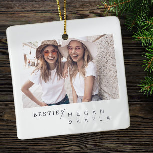 Moderne, minimalistische foto van beste vrienden B Keramisch Ornament