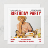 Moderne minimalistische foto verjaardag Uitnodigin Kaart (Voorkant / Achterkant)