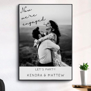 Moderne Minimalistische Foto Verlovingsfeest Verwe Poster