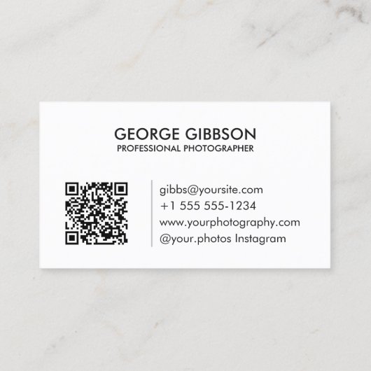 Moderne minimalistische foto zwart-wit visitekaartje (Achterkant)