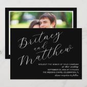 Moderne Minimalistische Foto Zwarte Script Trouw Kaart (Voorkant / Achterkant)