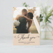 Moderne minimalistische fotobruiloft bedankkaart (Staand voorkant)