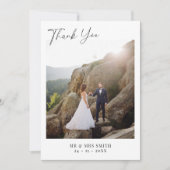 Moderne minimalistische fotobruiloft bedankkaart (Voorkant)