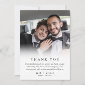 Moderne minimalistische fotobruiloft bedankkaart (Voorkant)