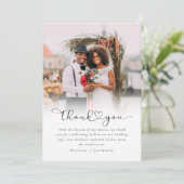 Moderne minimalistische fotobruiloft bedankkaart (Staand voorkant)