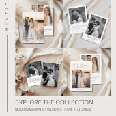 Moderne minimalistische fotobruiloft bedankkaart