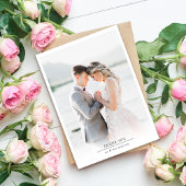 Moderne minimalistische fotobruiloft bedankkaart