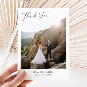 Moderne minimalistische fotobruiloft bedankkaart