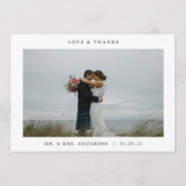 Moderne minimalistische fotobruiloft bedankkaart (Voorkant)