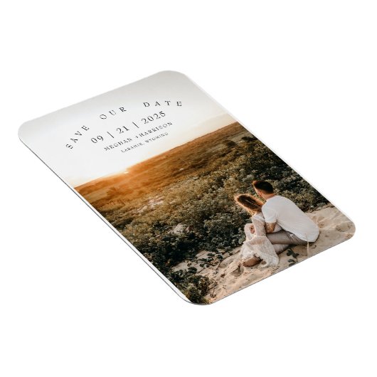 Moderne minimalistische fotobruiloft bespaart datu magneet (Rechterzijde)