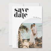 Moderne minimalistische fotobruiloft bespaart datu save the date (Voorkant)