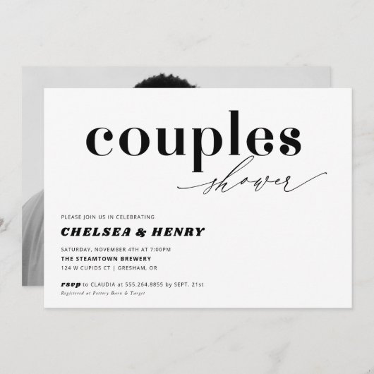 Moderne Minimalistische Fotobruiloft Koppels Bruil Kaart (Voorkant / Achterkant)