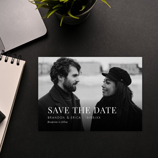 Moderne, minimalistische fotobruiloft save the date